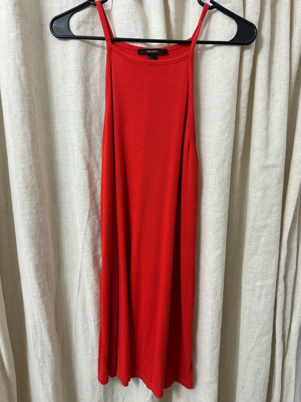 Forever 21 Red Ribbed Mini Dress with Thin Straps